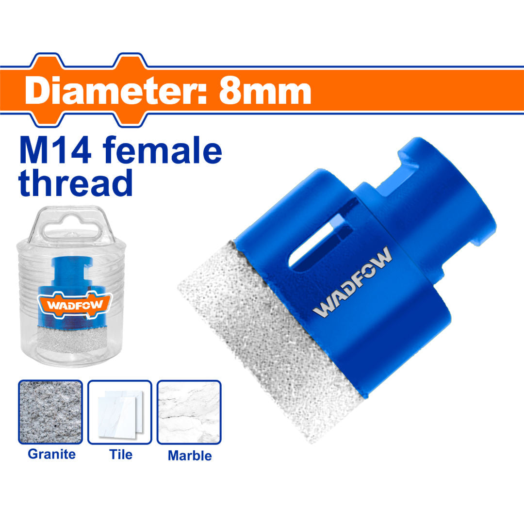 WADFOW Brazed Diamond Core Drill Bit, M14 Female Thread, 10mm Diamond Height, for Tile, Ceramic, Granite, Marble & Stone