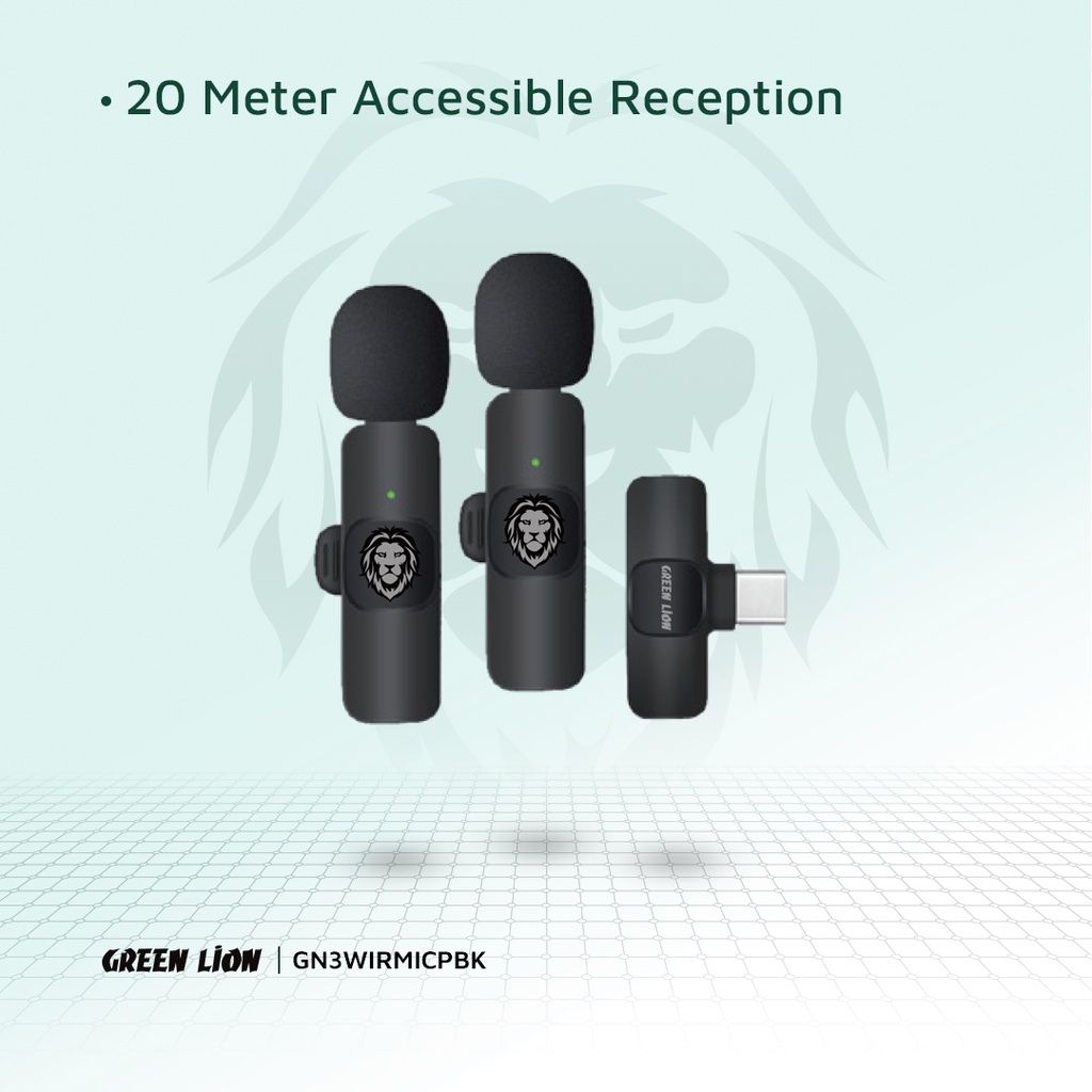 Green Lion 3 in 1 Wireless Microphone - Black
