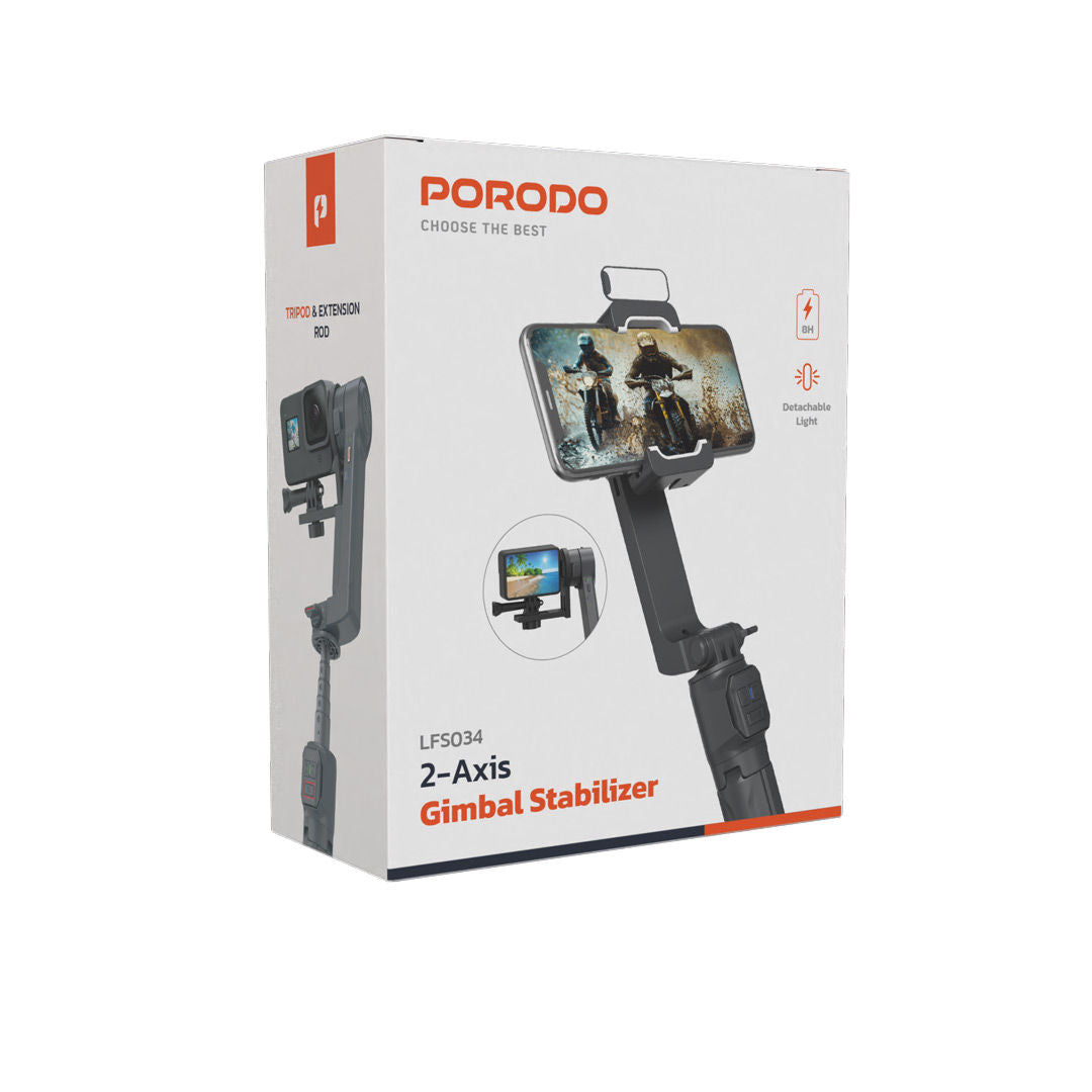 Porodo 2-Axis Mobile Gimbal Stablizer, Black