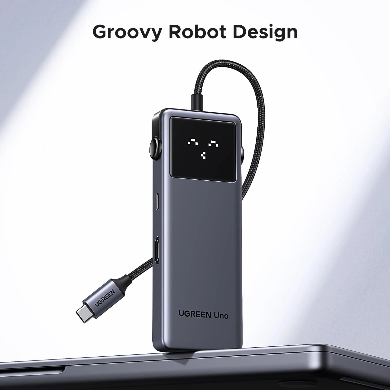 محول UGREEN Uno 6 في 1 USB-C مزود بمدخل HDMI بدقة 4K، ومنفذين USB-A 3.2، ومنفذين USB-C 3.2، ووظيفة تزويد الطاقة بقدرة 100 واط
