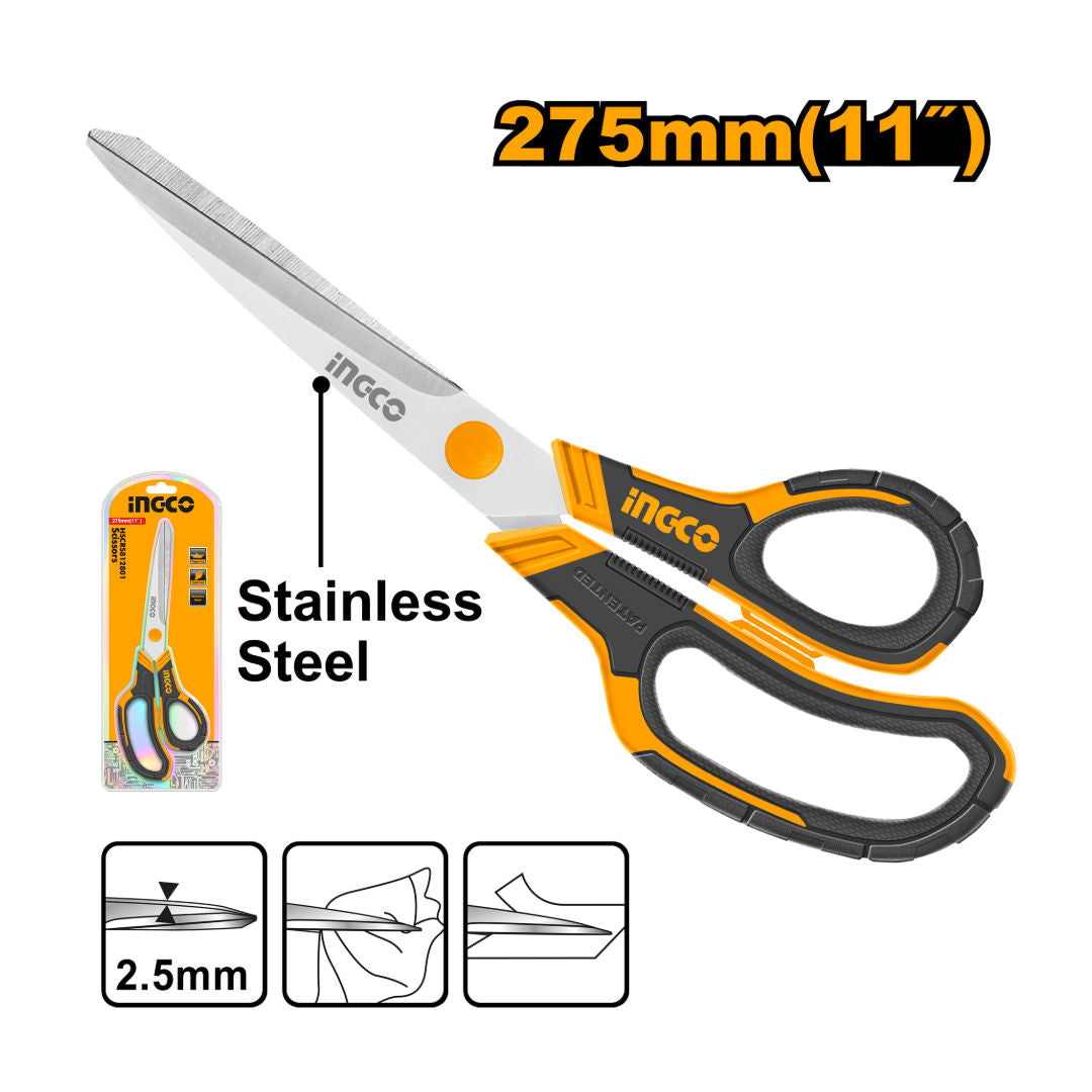 INGCO Scissors, Stainless Steel, 2.5mm Thick Blade