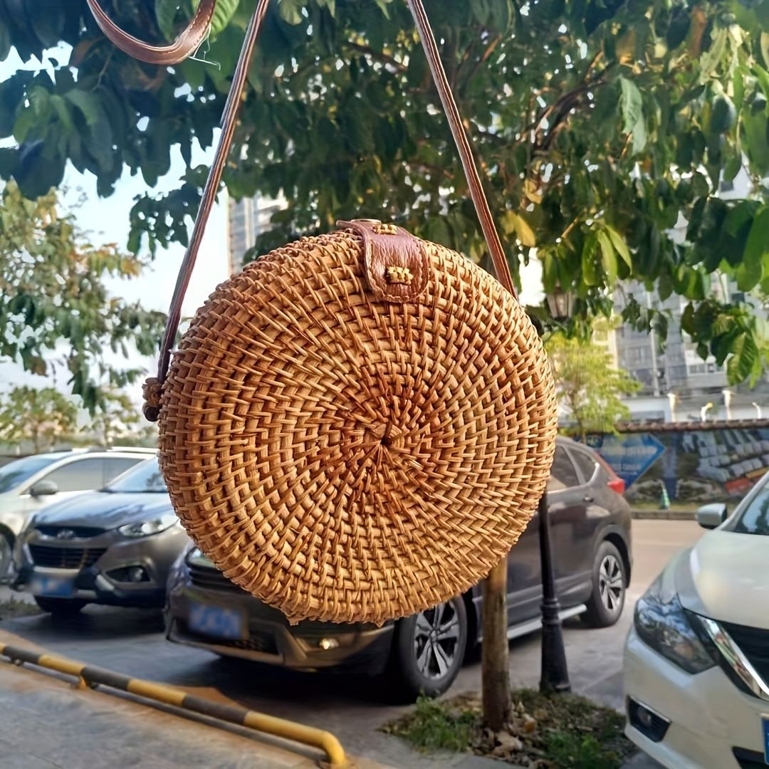 Handwoven Rattan Bag Summer Beach Crossbody Bags Woven Clutch for Women