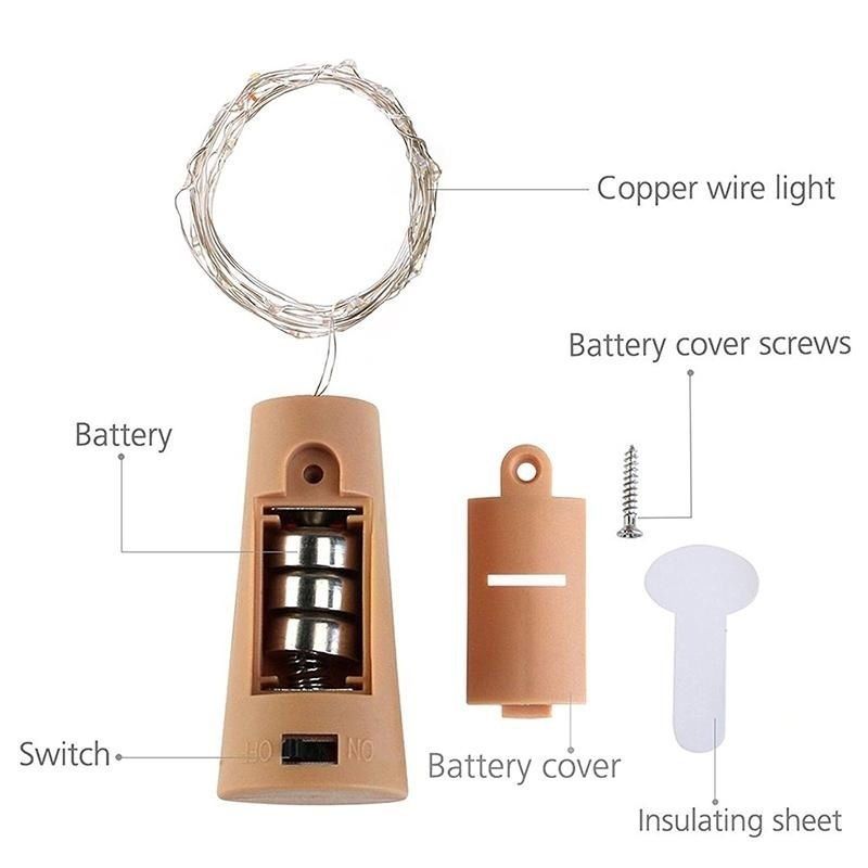 2M Bottle Cork LED String Lights Wine Stopper Copper Wire Fairy Lights For Party Decor