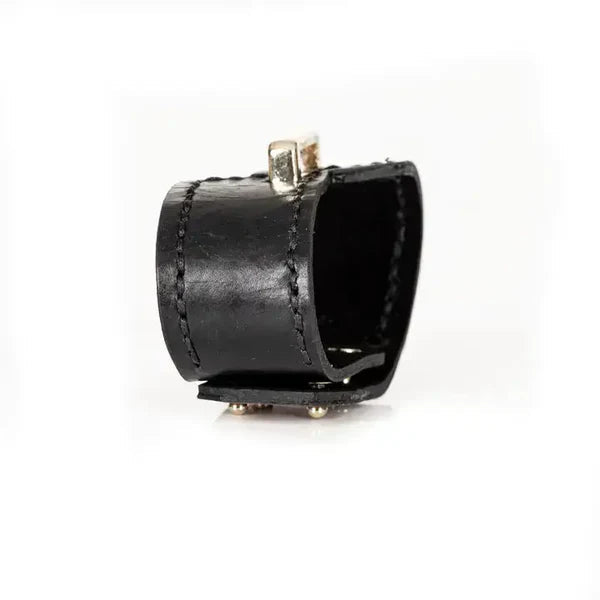 The Dark Bold Contrast Leather Cuff Black & Metallic Bronze