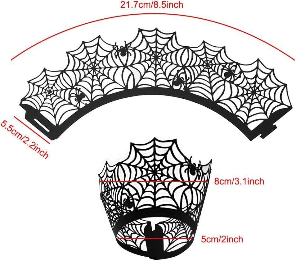 50pcs Spider Themed Cupcake Wrappers Halloween Spiderweb Dessert Bake Cake Paper
