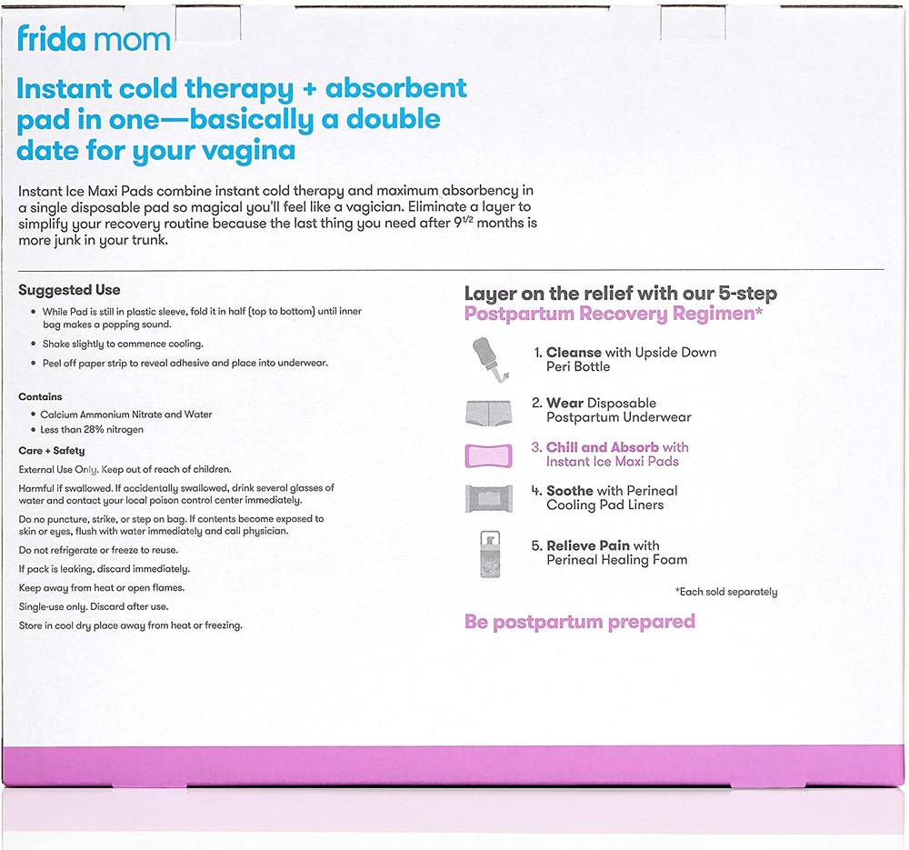 Frida Mom 2-in-1 Postpartum Ice Maxi Pads - Absorbent Perineal Cooling Pads