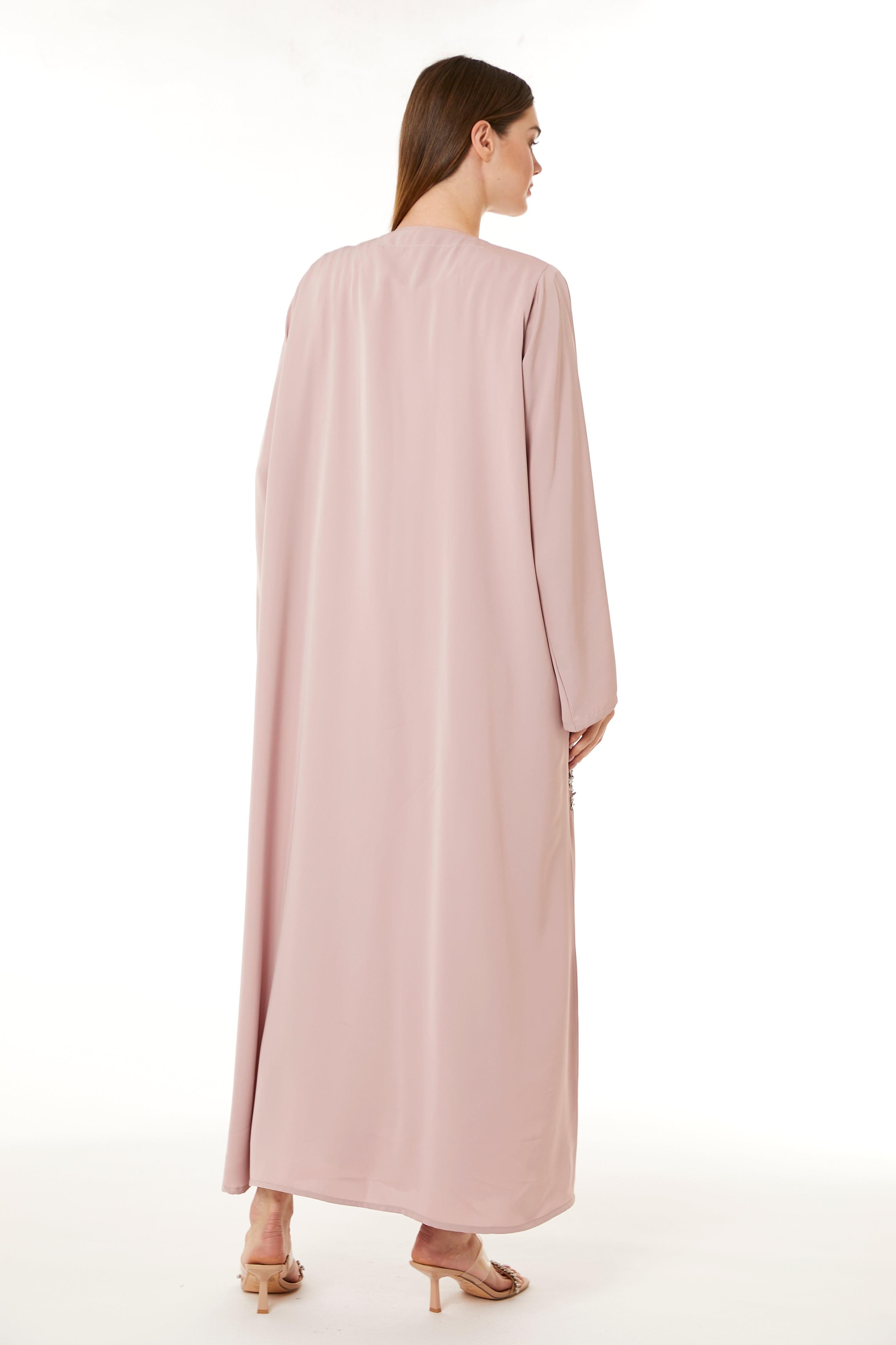 Tan Korean Nida Hand Embellished Abaya