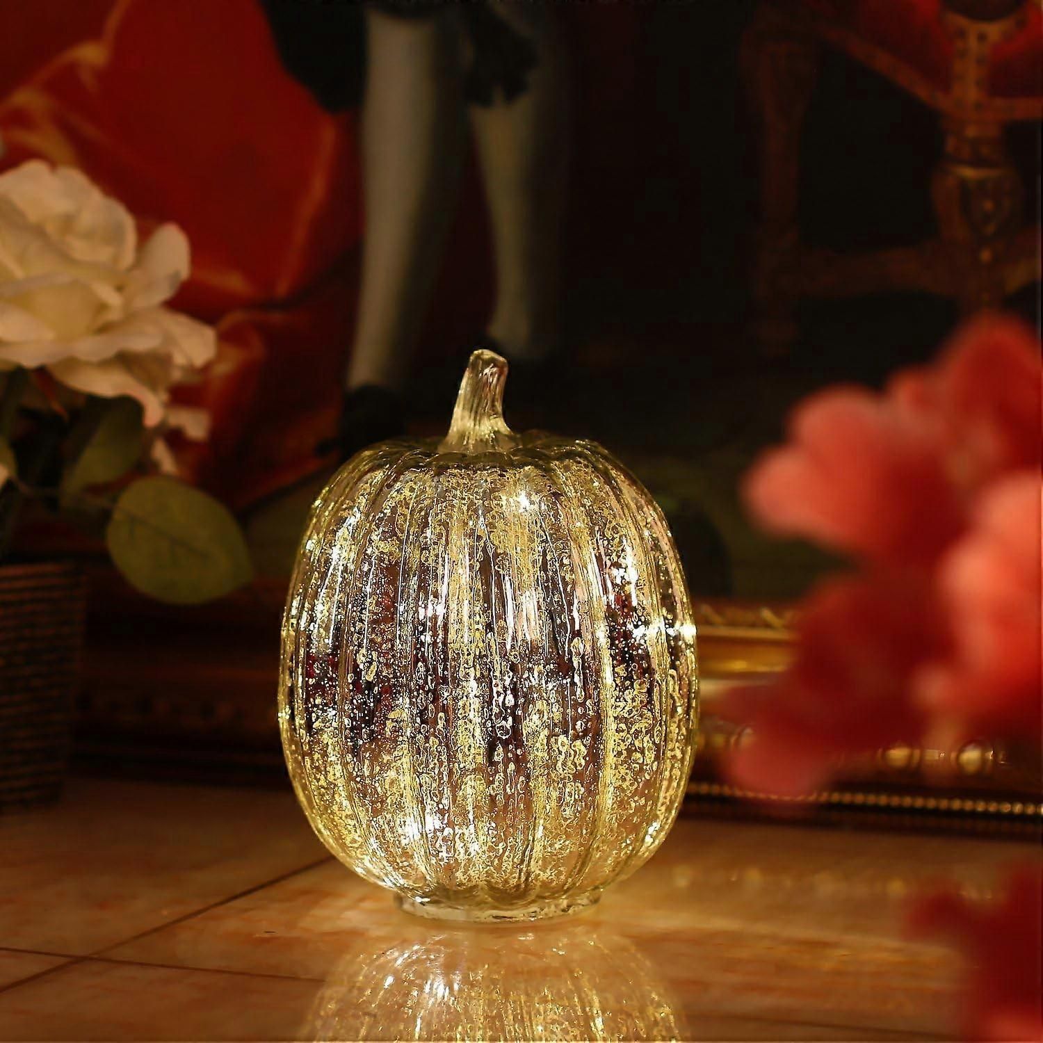 Decorative Mercury Glass Pumpkin Light