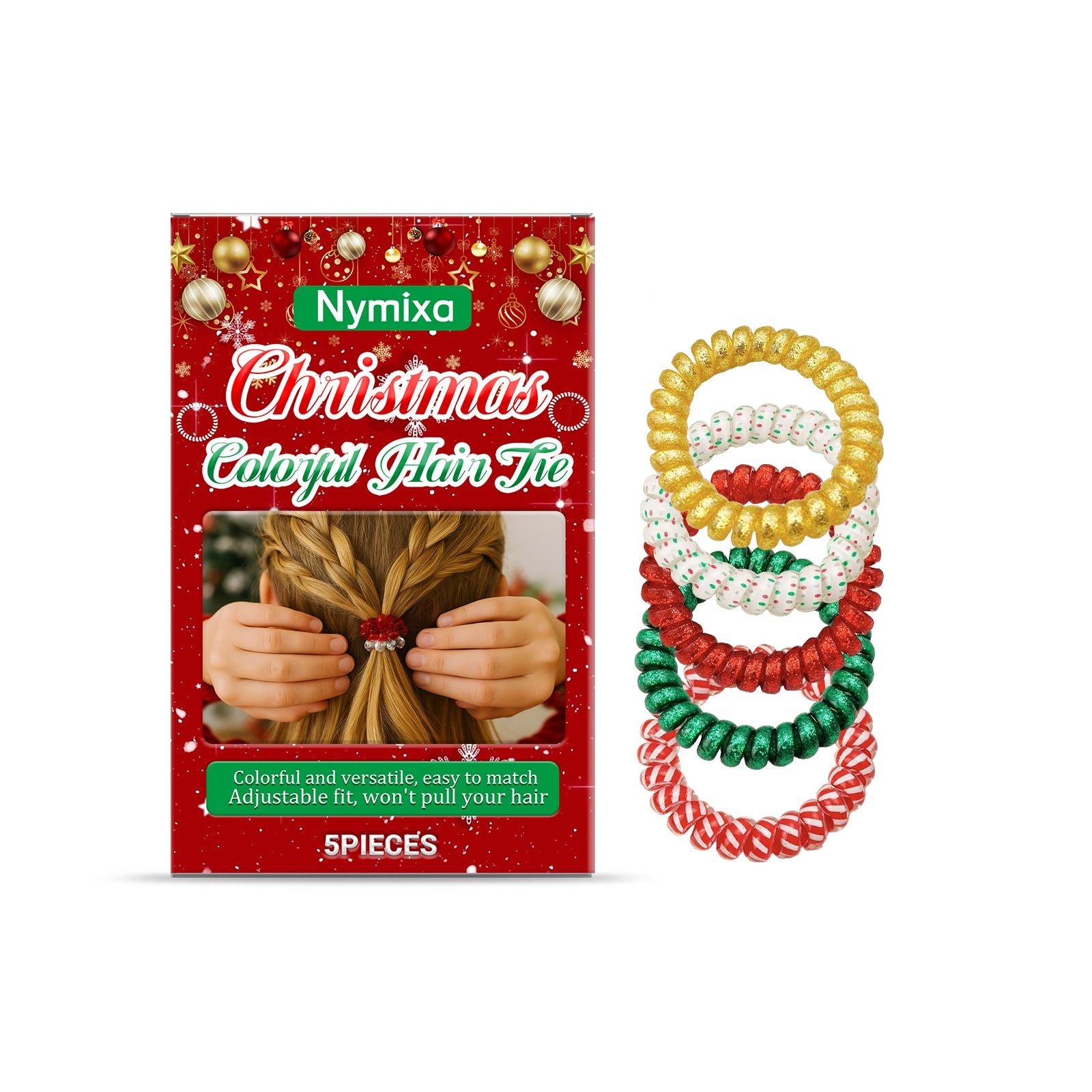 Christmas Colorful Phone Rings Hair Accessories, Cute Kids Headwear, Easy Hairstyles ,5pcs