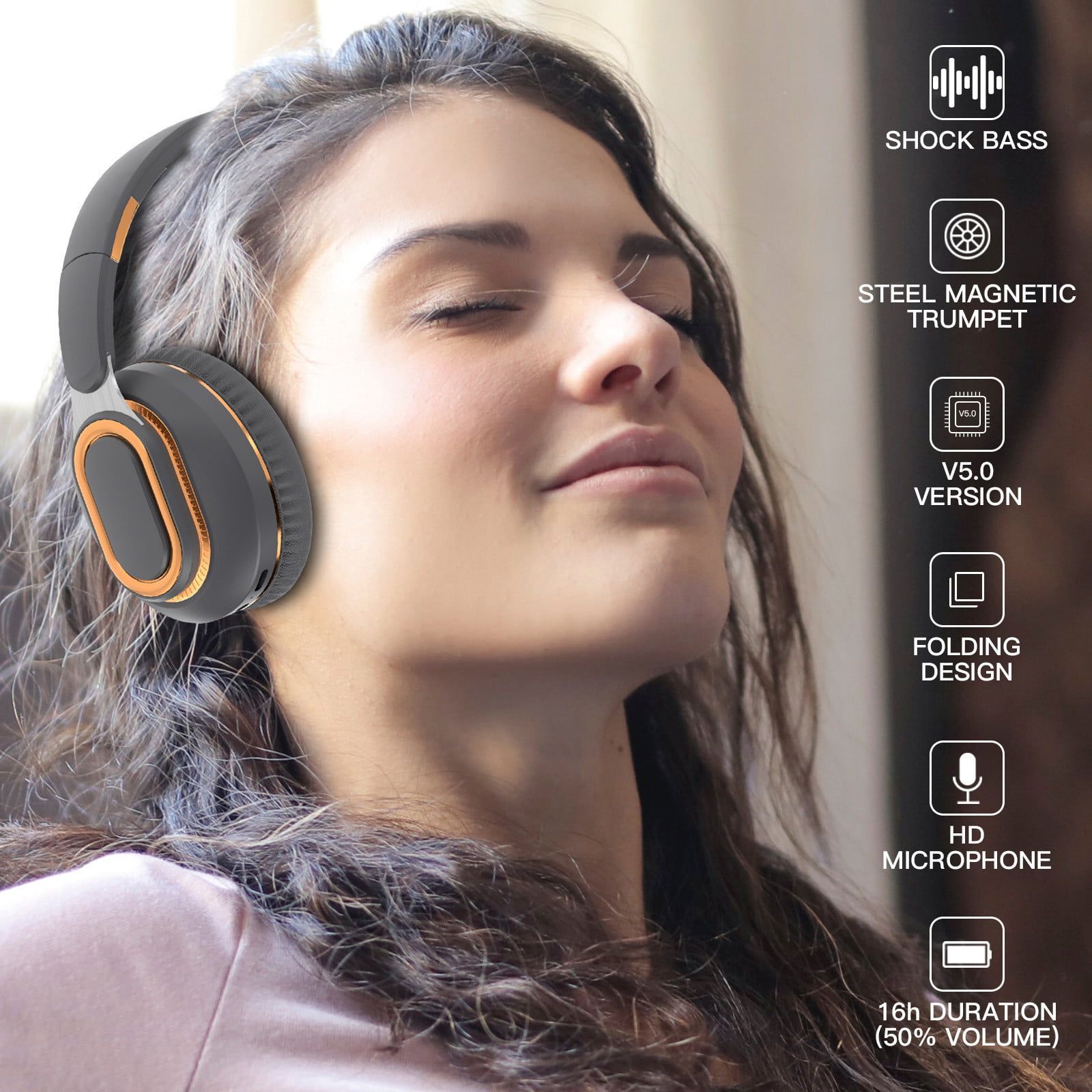 Noise Cancelling Bluetooth Headset Wireless Folding Bass Gaming Sports Headphones
