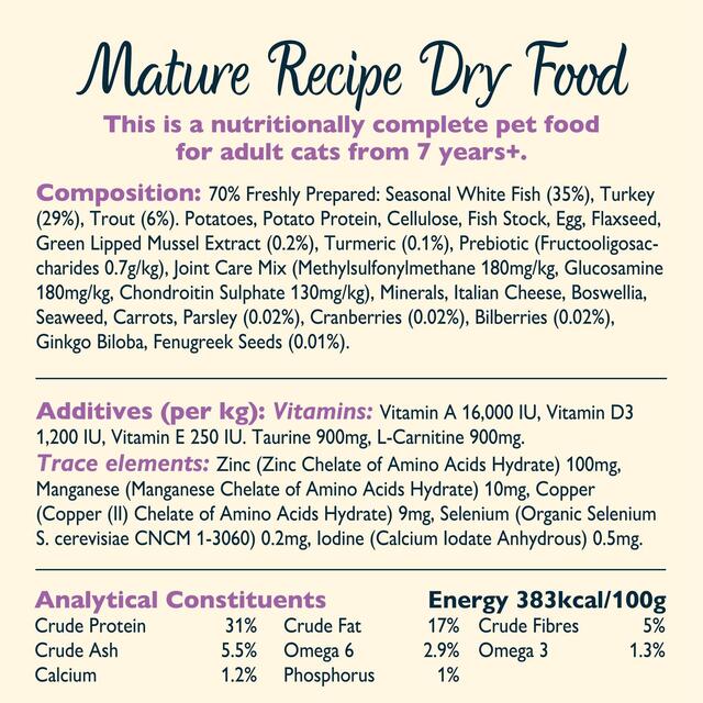 Lily's Kitchen Senior Recipe White Fish with Turkey & Trout Dry Cat Food 800gms