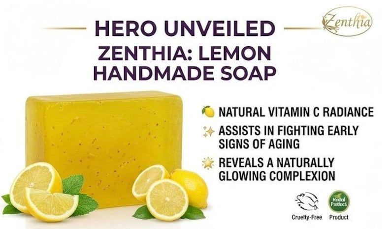 Trustmeds Handmade Lemon Herbal Soap with Vitamin C Tulsi & Neem