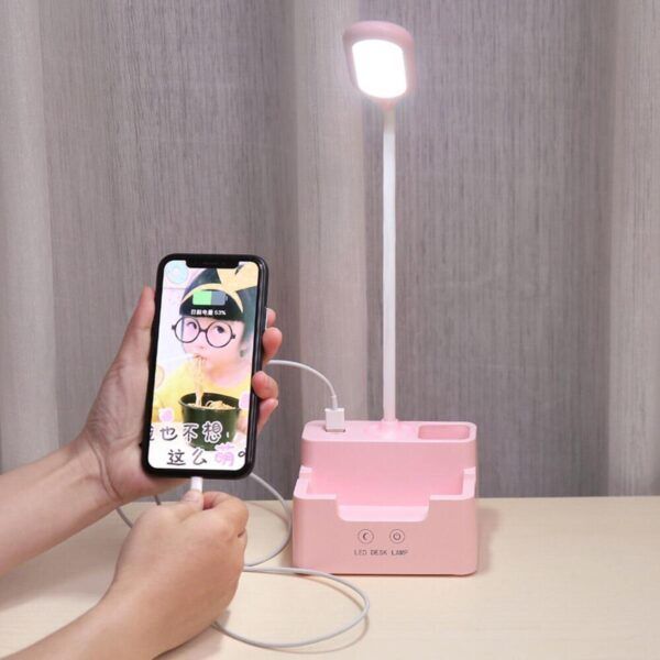 Rechargeable LED Desk Touch Lamp With Fan Student Bedside Reading Light With Stand