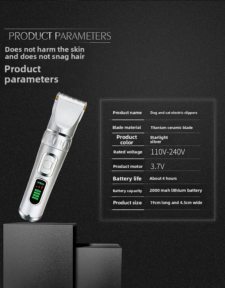 B8 LCD Pet Hair Clipper, USB Rechargeable
