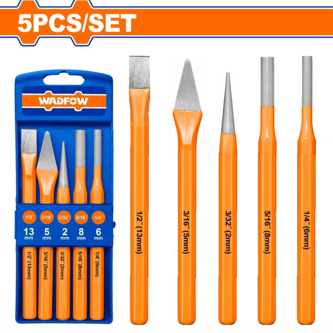 WADFOW 5 Pieces Cold Chisel & Punch Set, 40Cr steel