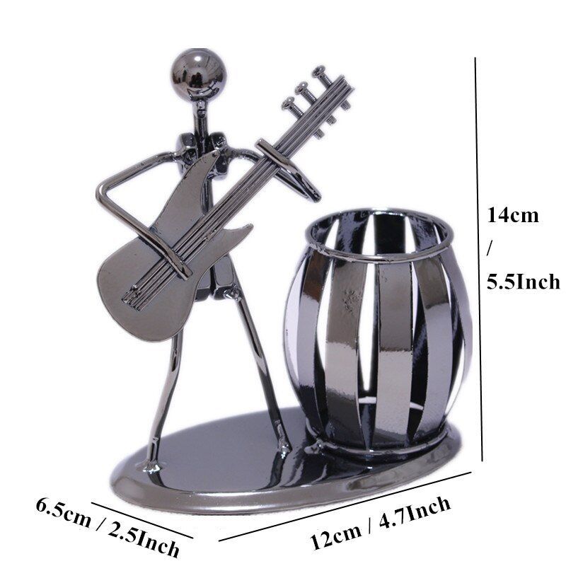Musician Pattern Pen Holder Iron Art Music Figure Desktop Organizer Home Decoration