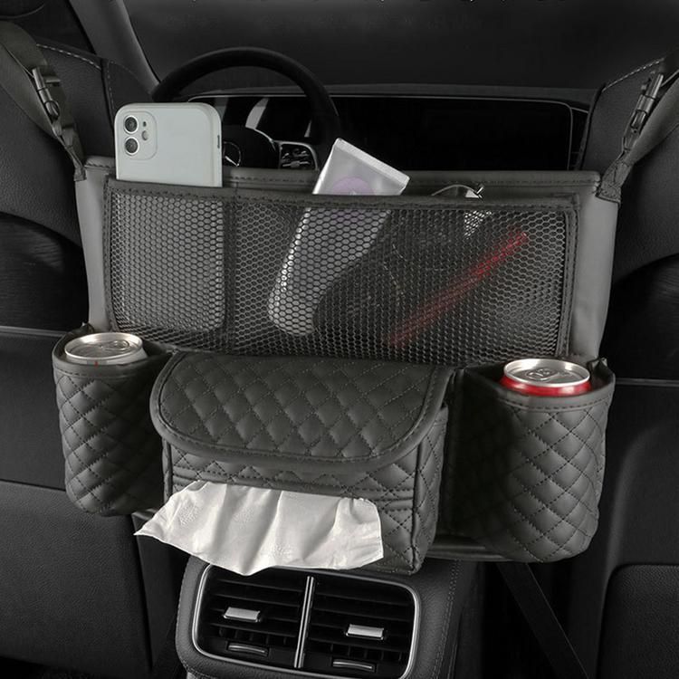 Car Handbag Holder Leather Purse Holder Large Capacity Car Console Organizer