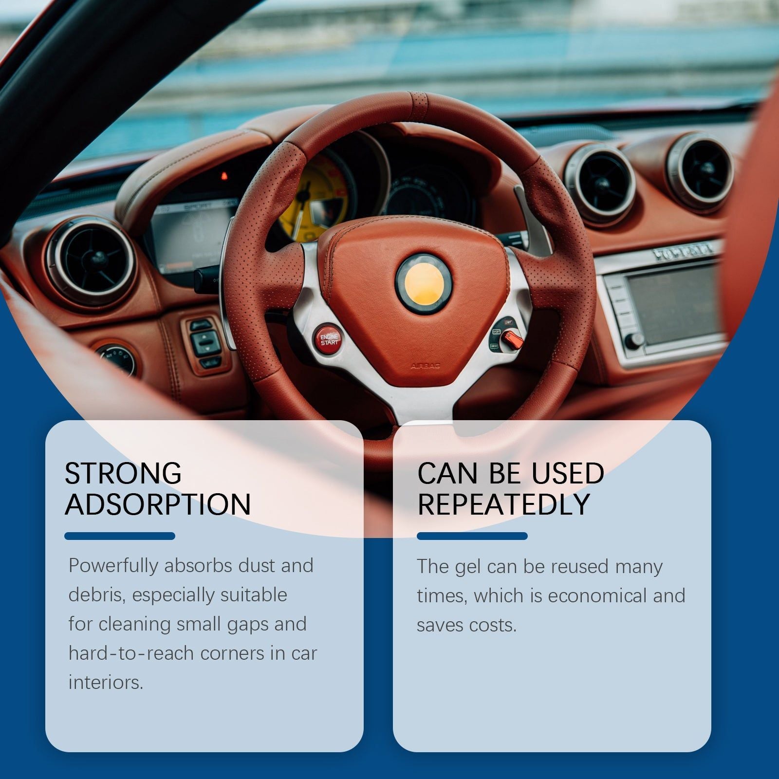Car Cleaning Gel, Multi-Function Interior Dust Remover, Easy Reach, Reusable, Automotive Detailing ,140g