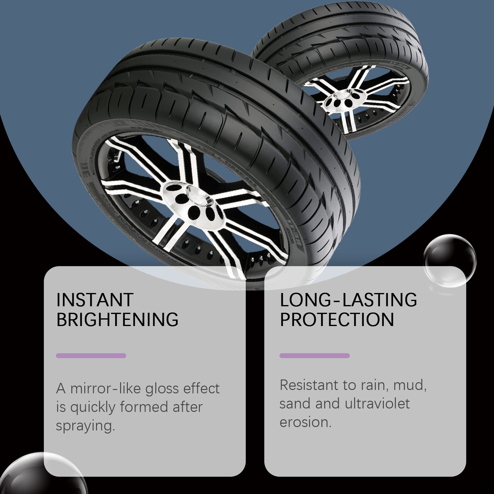 Tire Gloss Spray, Waterproof Car Cleaning, Fast Dust Glazing, Non-Stick, UV Protection ,120ml