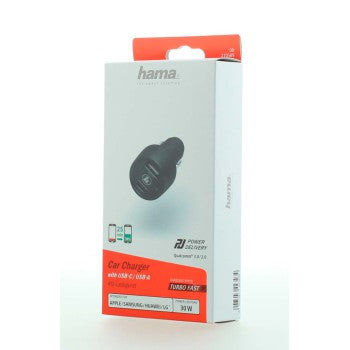 HAMA 210589 CAR CHARGER,USB-C,PD/QC, 30W,USB-A,Black
