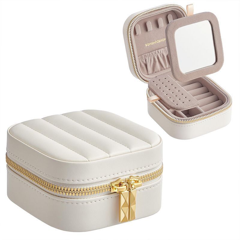Travel Jewelry Case Portable Jewelry Storage Box Organizer with Mirror For Women