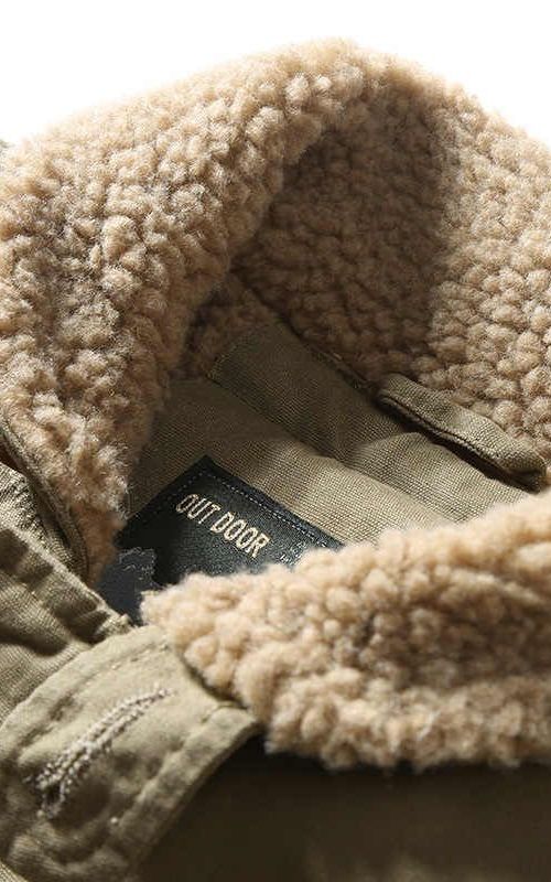 Winter Thick Bomber Jacket Fleece Lined Warm Coat Men Solid Color Lapel Outerwear