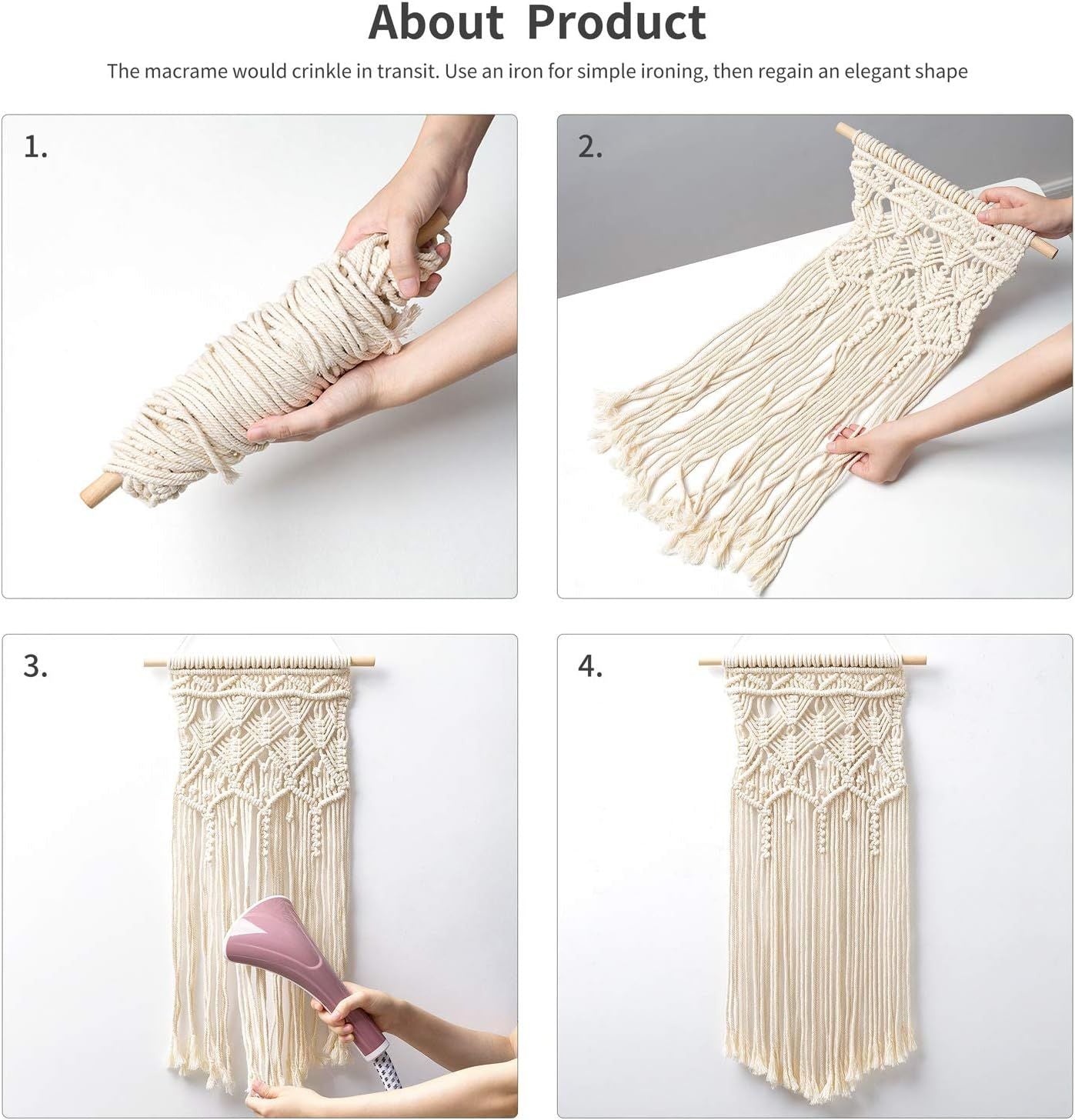 2 Pcs Macrame Woven Wall Hanging Tapestry Boho Art Decor Bedroom Nursery Home Decor