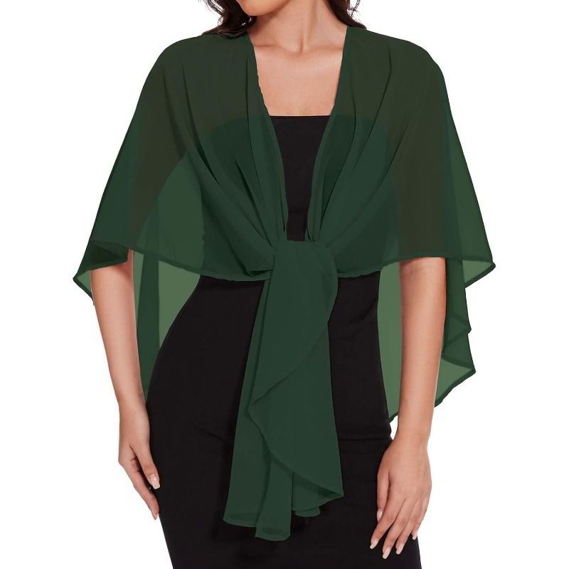 Dark Green Chiffon Shawl Wrap Poncho for Evening Dress