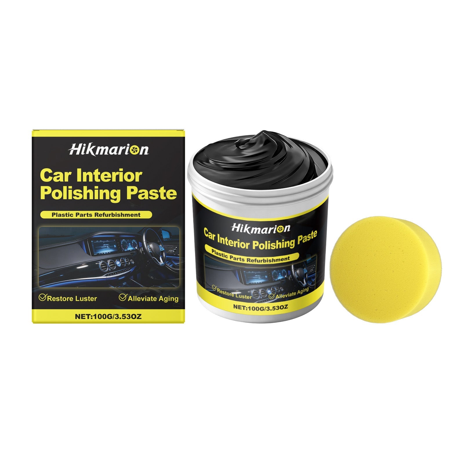 Car Interior Cleaning and Polishing Paste, Restores Plastic Shine, UV Protection ,1set