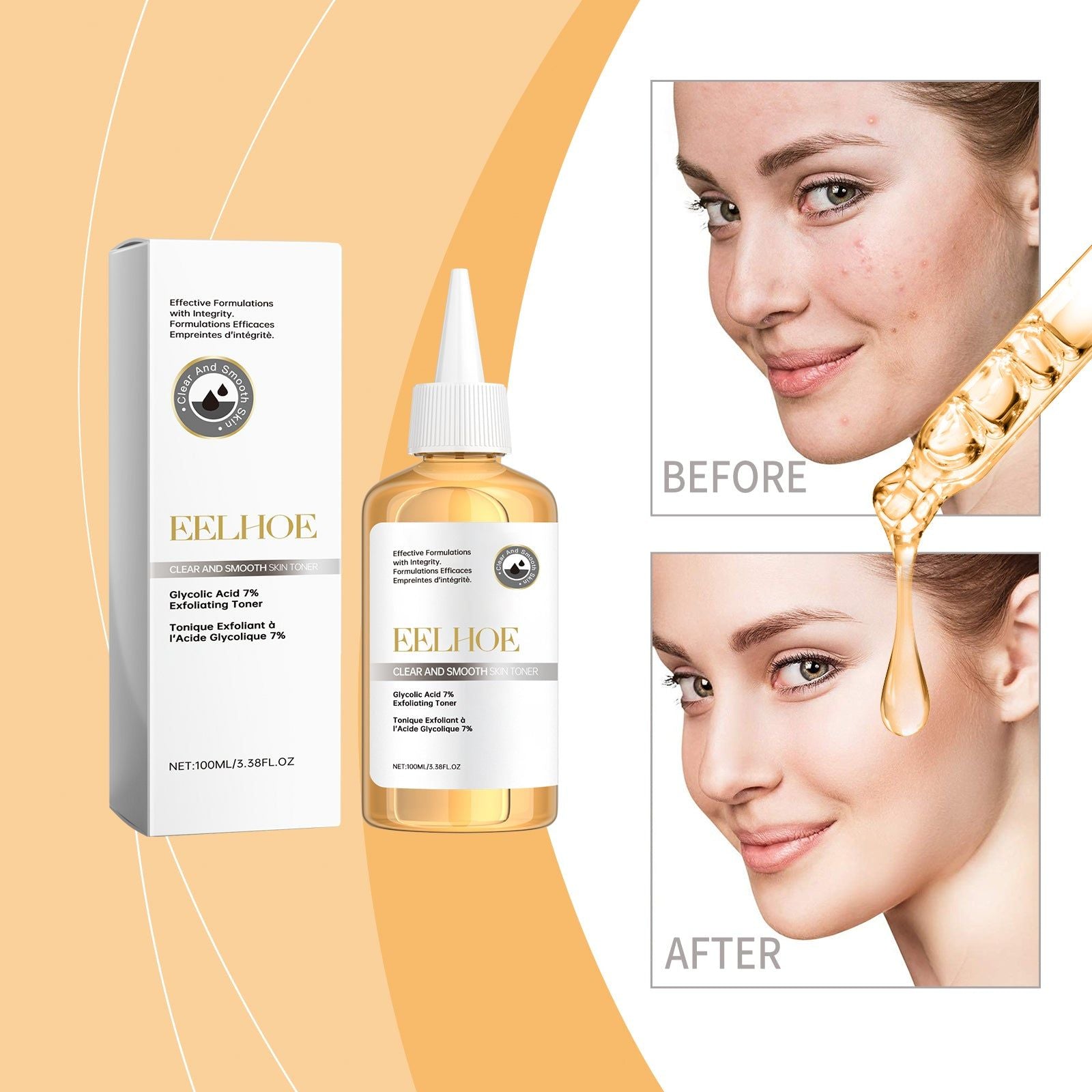 7% Glycolic Acid Toner for Facial Care, Skin Lightening, Firming, Moisturizing, Youthful Glow ,100ml