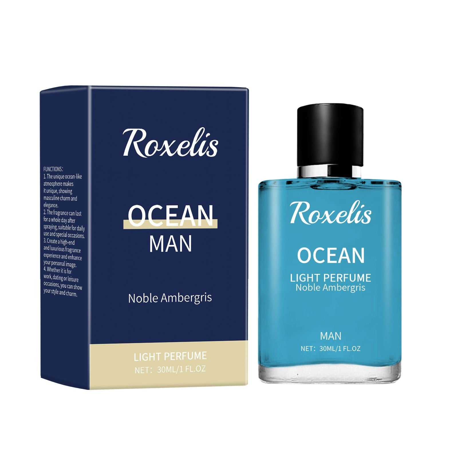 Ambergris Blue Ocean Perfume Men's Fresh Sea Scent Long Lasting Fragrance ,30ml