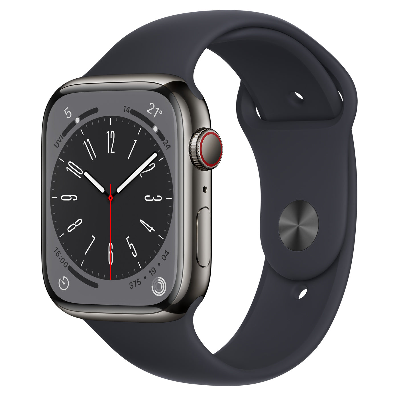 Series 8 GPS + Cellular 45mm Stainless Steel Case with Sport Band