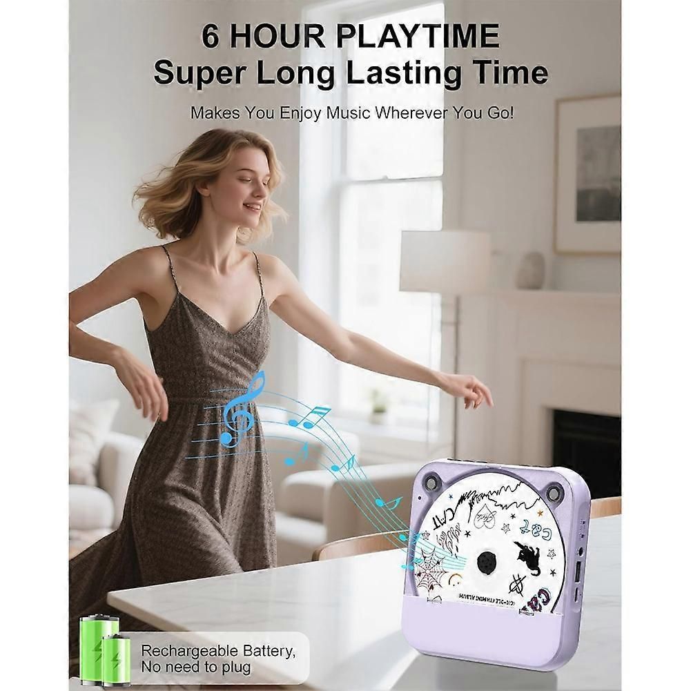 CD Player Portable with Dual Stereo Speakers, Rechargeable Portable CD Player with Bluetooth