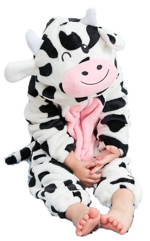 Baby Winter Animal Costume Flannel Hooded Jumpsuit Zipper Romper Cosplay Outfits