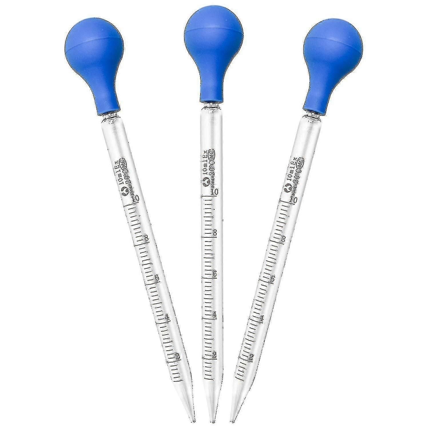 3 Pieces 10ml Glass Pipettes, For Pharmacy, Perfume, Laboratory, Hospital, Chemistry