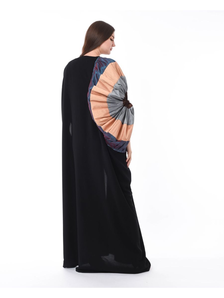 MOiSTREET Uniquely Styled Black Abaya