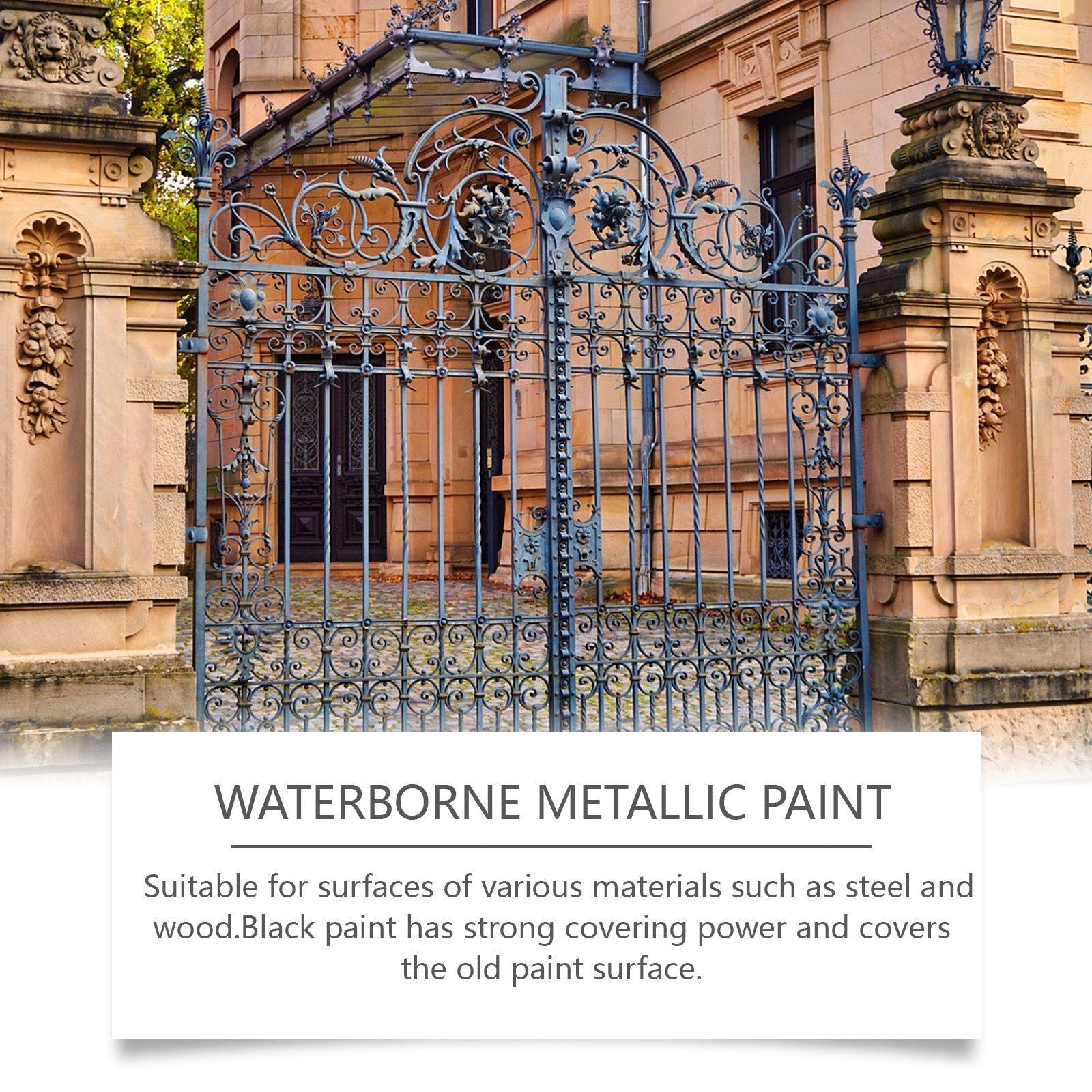 Water-Based Rust Remover Paint, Black Anti-Rust Coating, Metal & Wood Protection ,1set