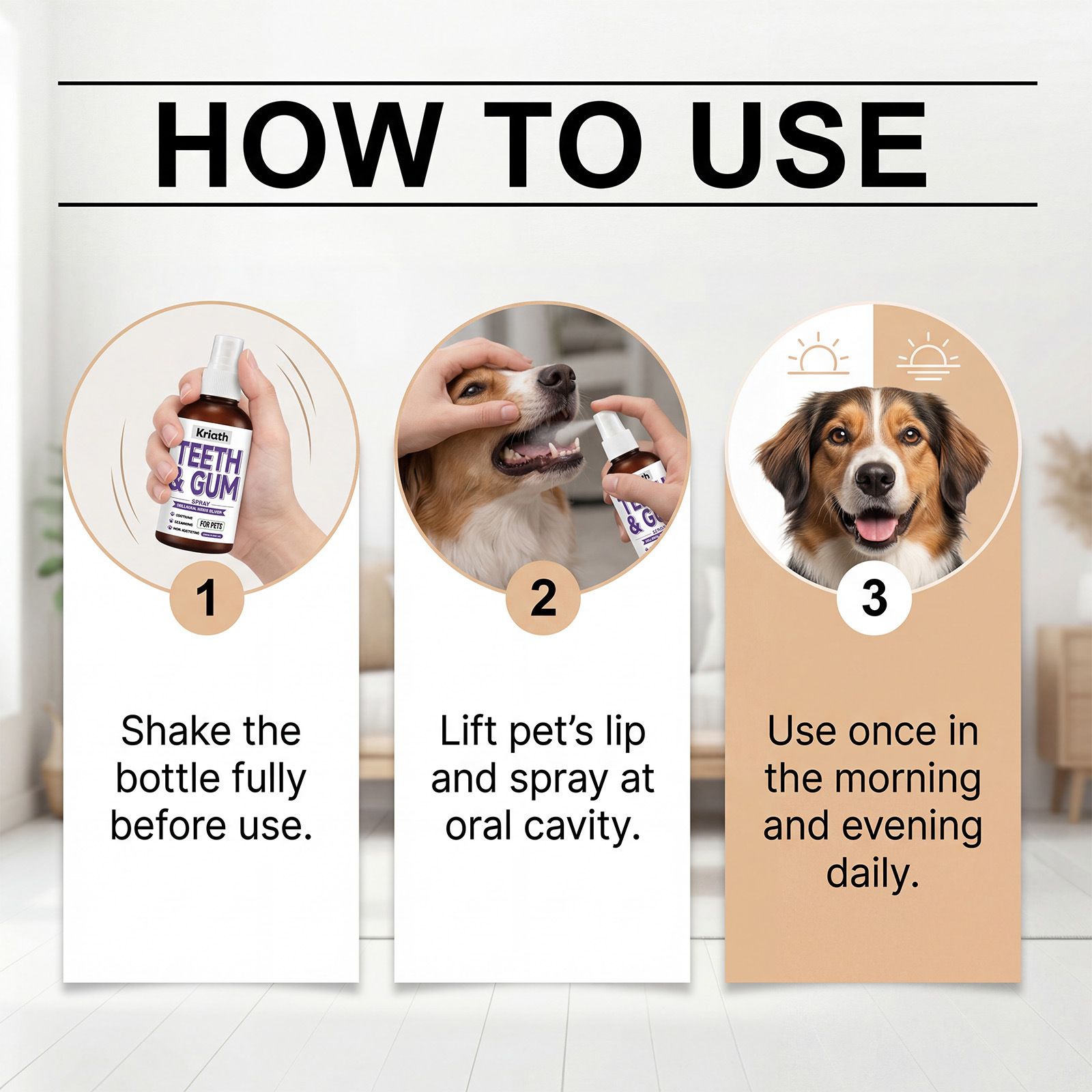 Kriath Pet Teeth & Gum Spray 100ml - Breath Freshener & Oral Cleanser for Dogs