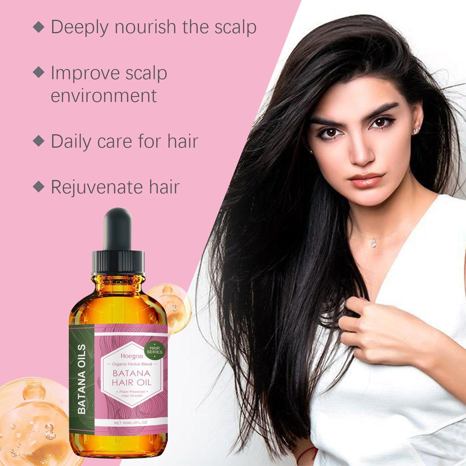 Batana Herbal Hair Oil for Nourishing Hair Follicles, Reducing Hair Loss, Deep Repair, Hair Care Solution ,60ml