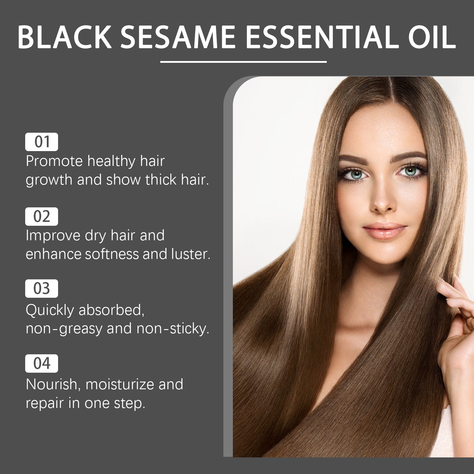 Black Sesame Treatment Essence for Hair Repair, Nourishing, Moisturizing, Thickening, Shine ,30ml