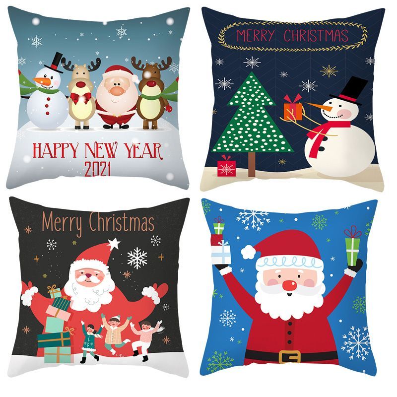 4pcs Christmas Pillow Cases Merry Christmas Throw Cushion Covers Holiday Decoration