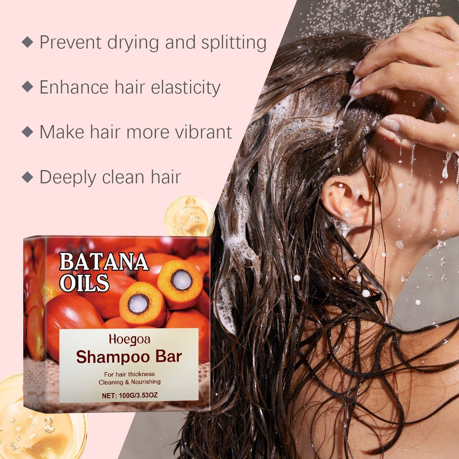 Batana Solid Shampoo for Hair Cleaning, Nourishing, Volumizing, Natural Hair Care ,100g