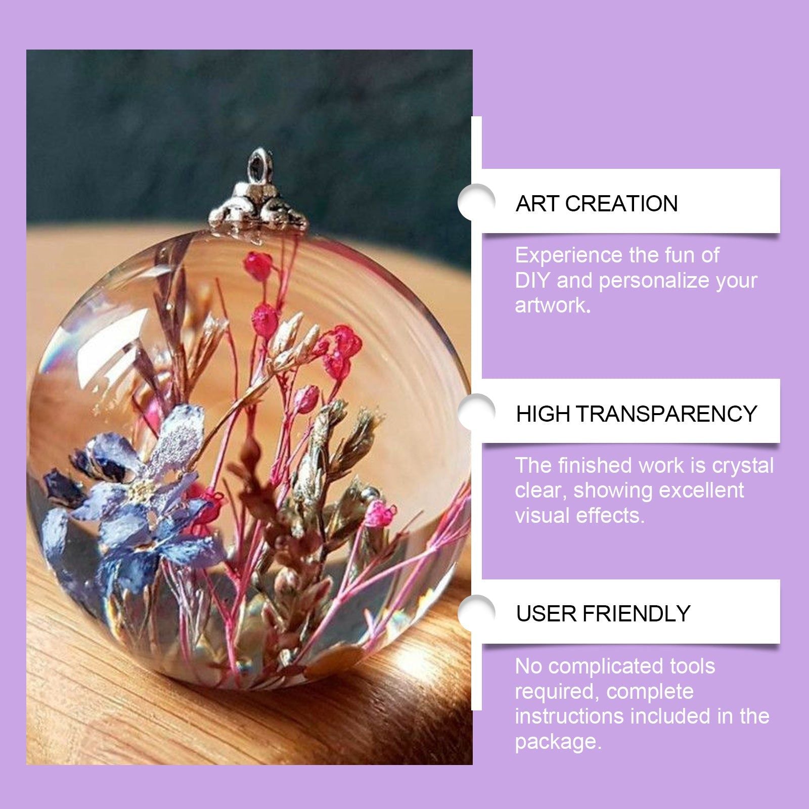 Create Stunning DIY Art with Clear Epoxy Resin Kit, High Transparency, Yellowing Resistance ,1set