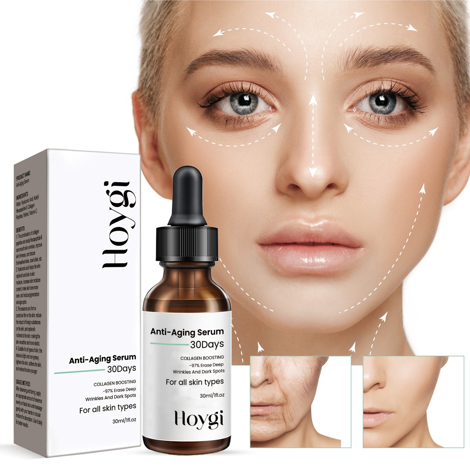 Anti-Aging Serum, Fade Fine Lines, Brightening, Moisturizing, Firming, Youthful Glow ,30ml