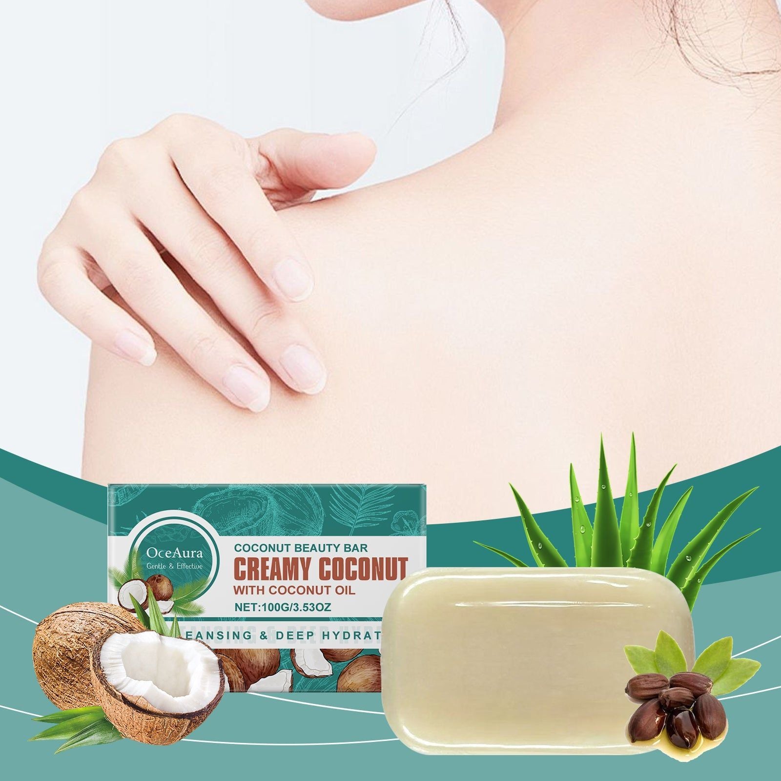 Coconut Body Cleansing Soap, Hydrating, Nourishing, Gentle Skin Care ,100g
