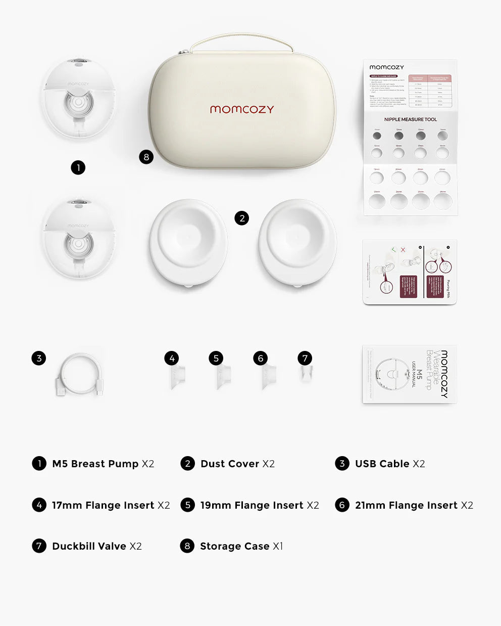 MomCozy - M5 Double Electric Wearable Breast Pump-Grey