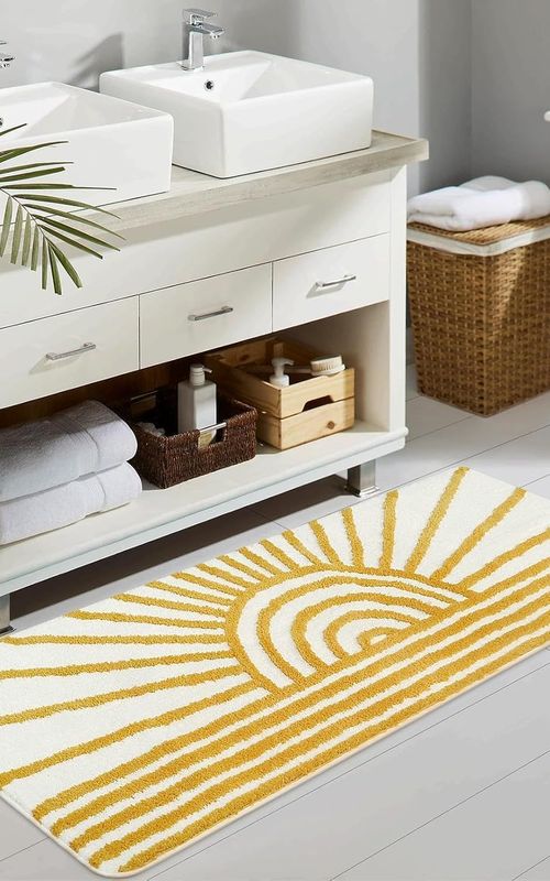 AIESY® Double Border Design Non-Slip Beautiful Runner Bath Mat