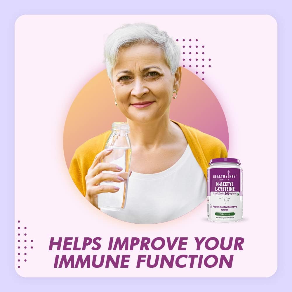 HealthyHey N-Acetyl L-Cysteine (NAC) - Non-GMO - Gluten Free - 500mg - 120 Veg. Capsules