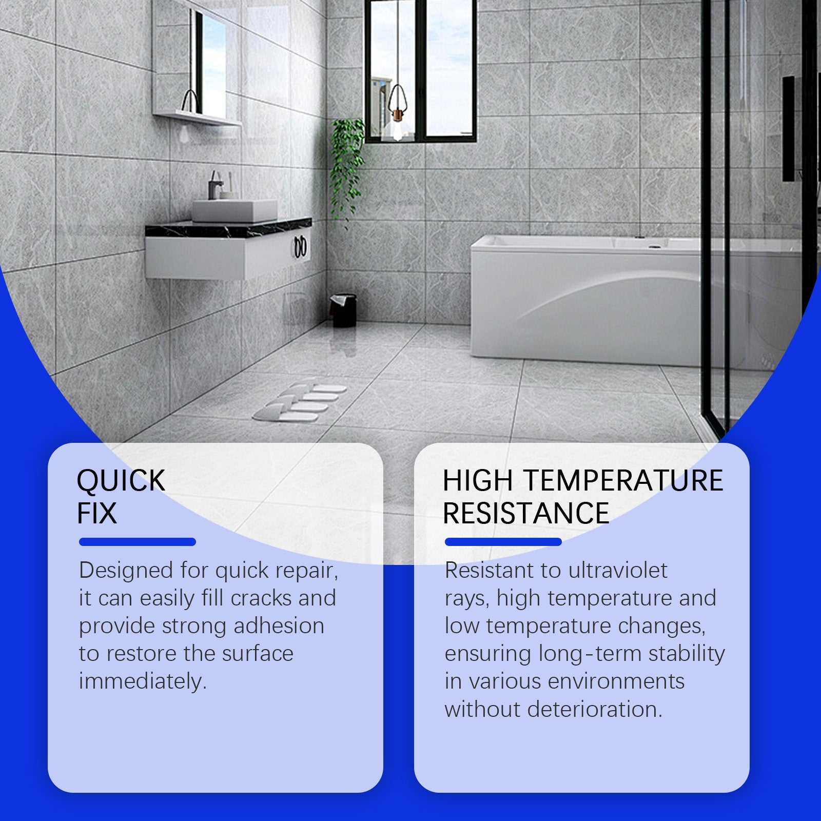 Fast Tile Repair Adhesive, Scratch and Crack Fix for Marble, Stone, Household ,1set