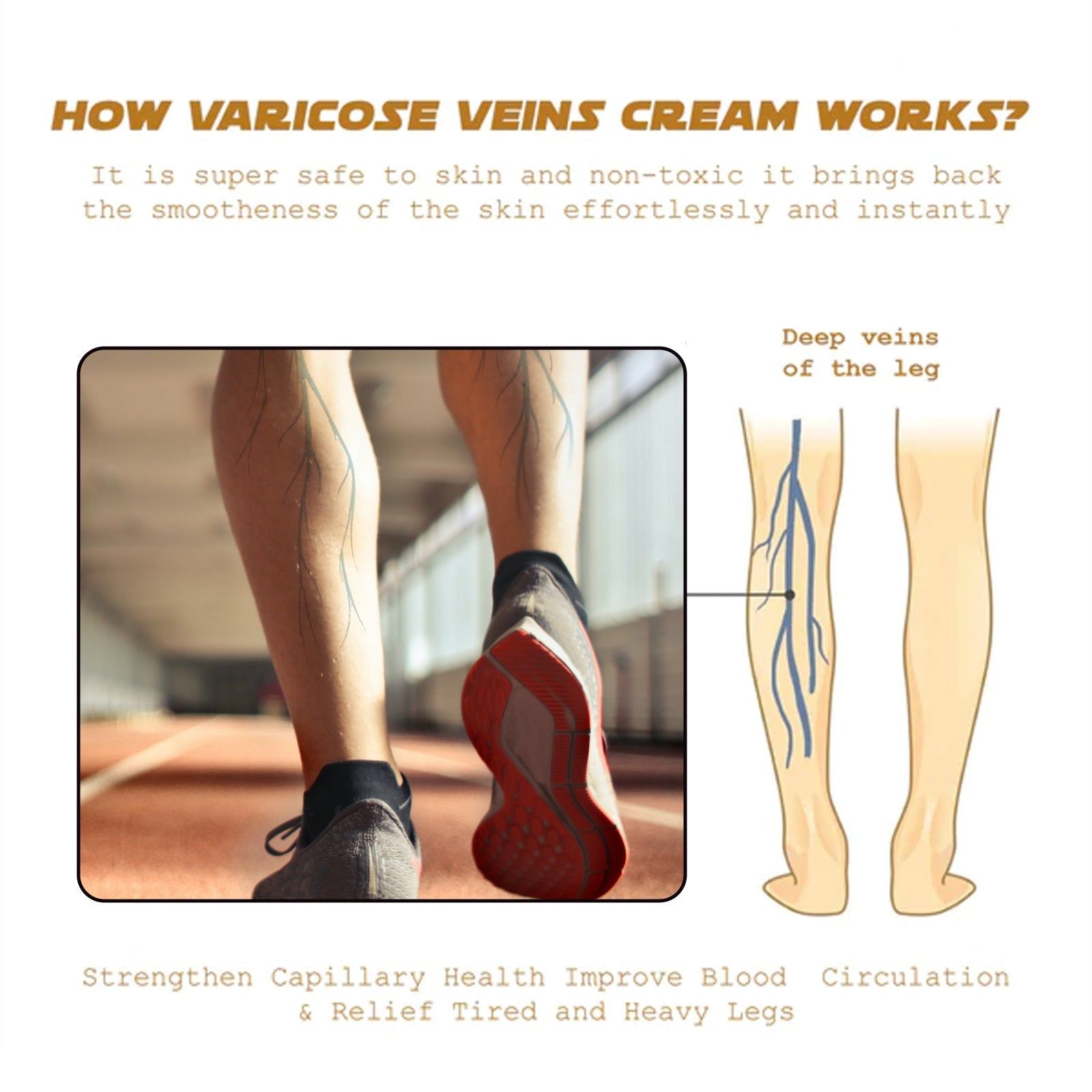 Revitalize Legs Repair Veins Cream, Soothe Varicose & Spider Veins, Fast Relief ,60g